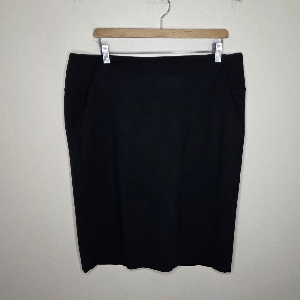 Halogen Black Pull-On Waist Pencil Skirt Size Large